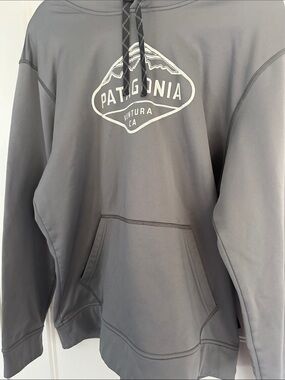 Patagonia Gray Pullover Hoodie with White Logo